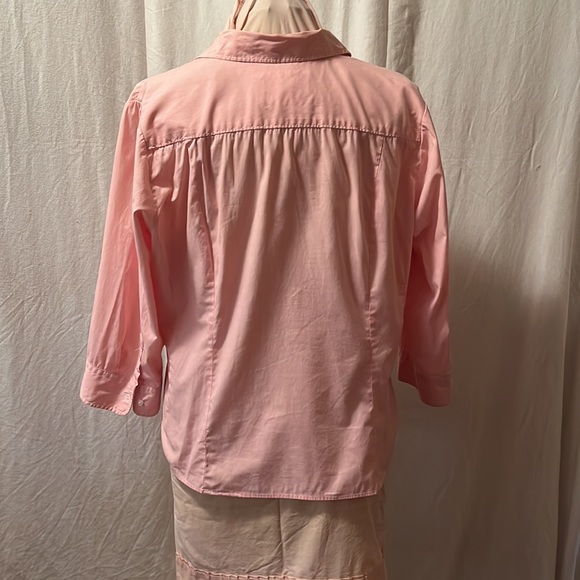 Riders by Lee pink and white striped button down top 3/4 sleeves - Picture 2 of 7